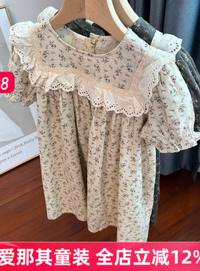 6022女童短袖连衣裙夏季薄款棉麻裙子110-150cm