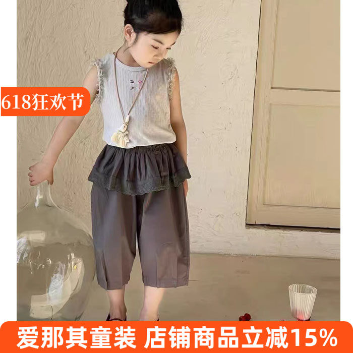 6110女童背心中裤二件套装夏季薄款100-140cm