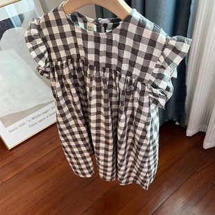 6101女童短袖连衣裙夏季薄款棉麻棉纱宽版休闲裙110-150cm