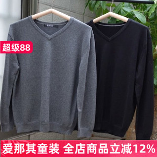 6102外贸新款羊毛套头青年免烫处理休闲长袖男士针织衫棉线衫