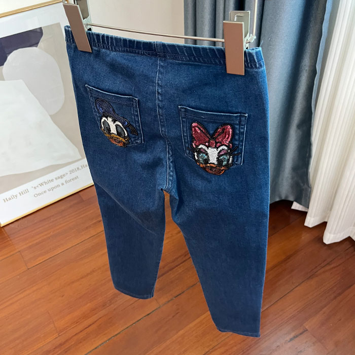 女童牛仔裤春秋夏季弹力裤长裤