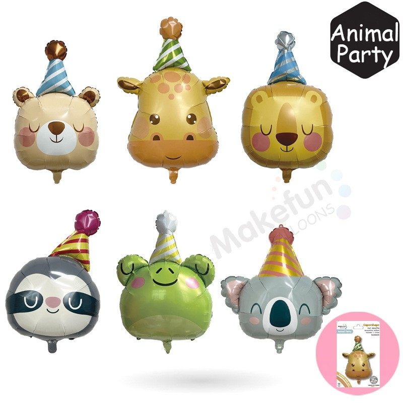 卡纸包装生日帽子动物头狮子长颈鹿儿童生日节日派对装饰铝膜气球,节庆用品/礼品,气球,淘宝优惠券,粉丝福利购,淘宝优惠卷