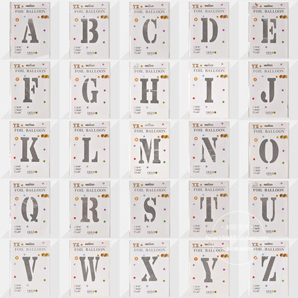 40寸银色胖体字母A-Z单个卡纸独立包装铝膜生日婚庆气球装饰布置