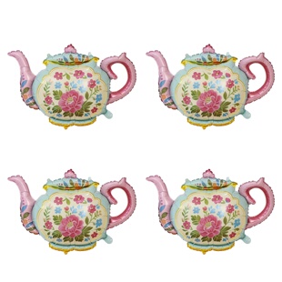 跨境新款茶话会铝膜气球茶壶气球蝴蝶鲜花茶话会生日派对装饰气球