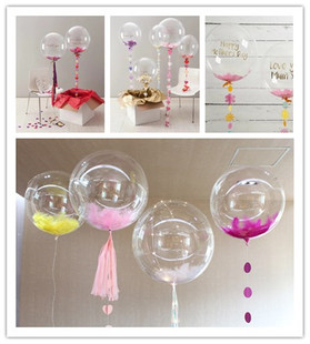 婚房耐久羽毛贴纸波波球婚礼布置生日派对装饰网红气球透明啵啵球