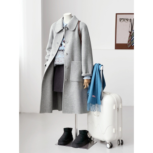 冬女格雷系灰色长款 甜美英伦HL102 柔糯百搭保暖宽松OL通勤时尚