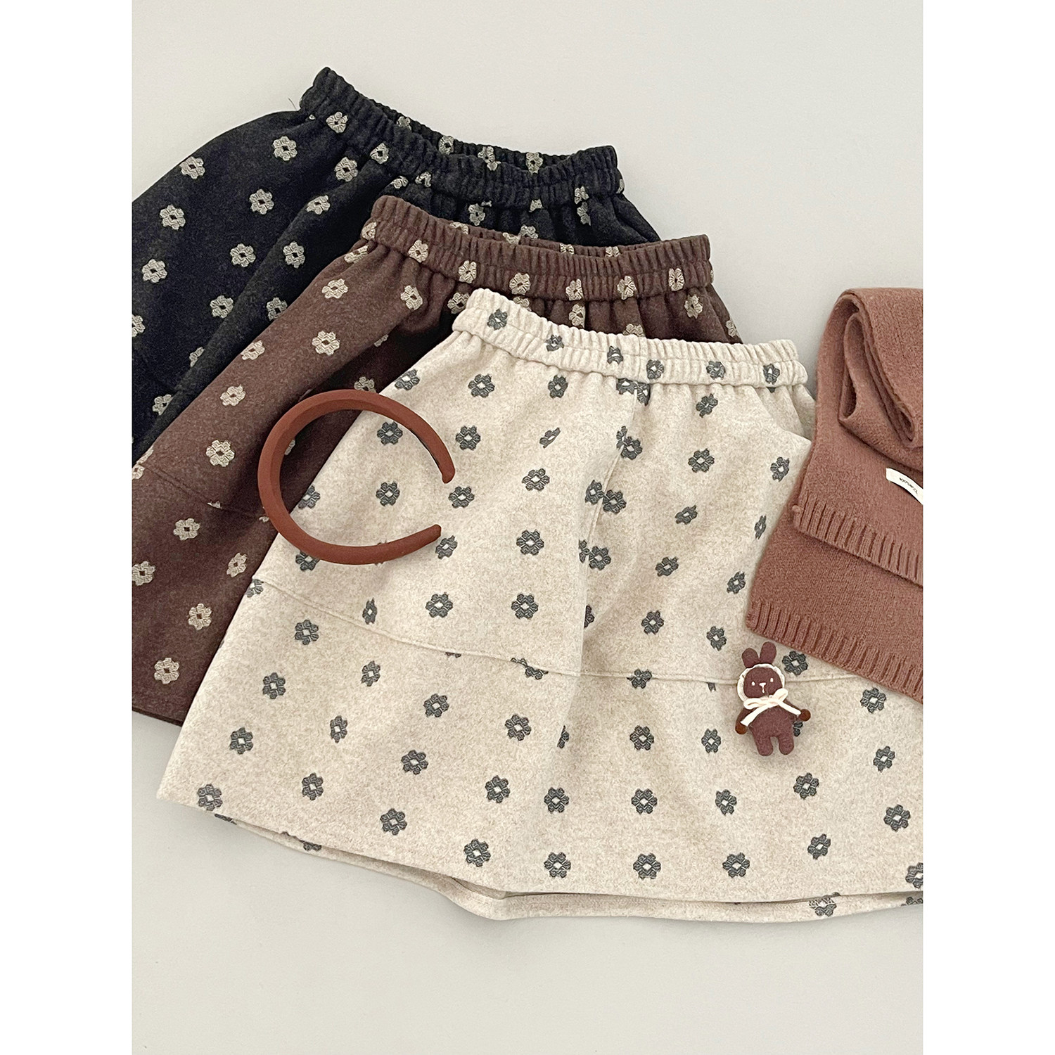 韩系碎花半身裙女松紧腰显瘦百搭A字短裙花苞裙花朵印花DQ072