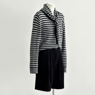 条纹针织开衫法式打底打底