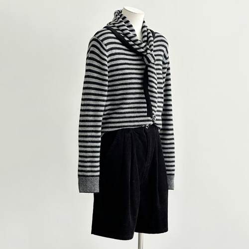 条纹针织开衫法式打底打底