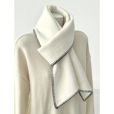 香奶奶调调锁边工艺羊绒围巾