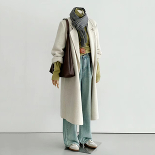 韩国ins风显瘦高宽松版 反季 外套长款 高端羊毛大衣西装 Y032 特惠