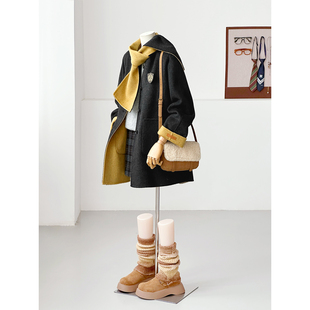 秋冬减龄韩系学院风双面穿哈利波特魔法百搭绵羊毛大衣外套HL140