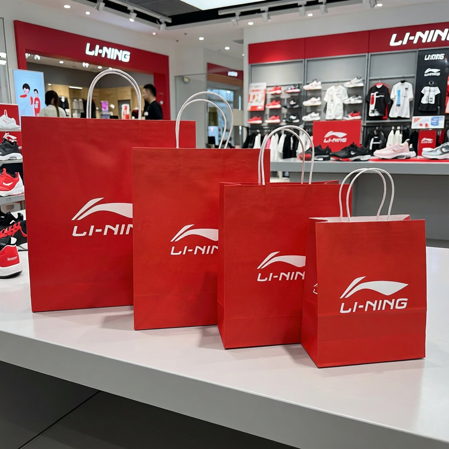 李宁购物袋牛皮纸袋超大号大号中号小号礼品袋专柜手提袋四种规格