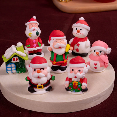 圣诞节蛋糕糖人公仔插件烘焙装饰圣诞老人雪人插牌配件蛋糕包装