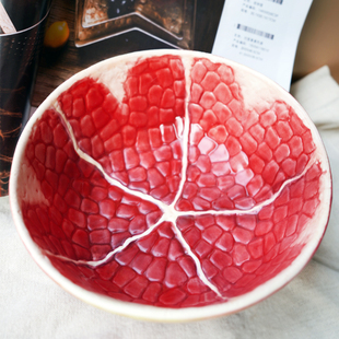方亚陶瓷石榴碗实心实意多子多福创意餐碗水果碗聚宝盆家居收纳碗