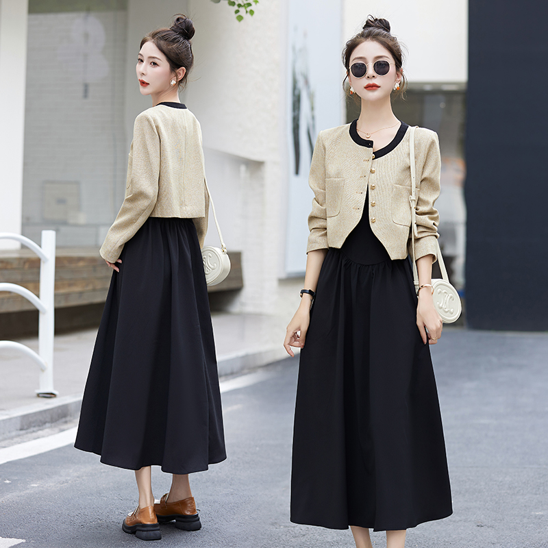 小香风外套连衣裙两件套女2025春季新款时尚气质法式套装裙子