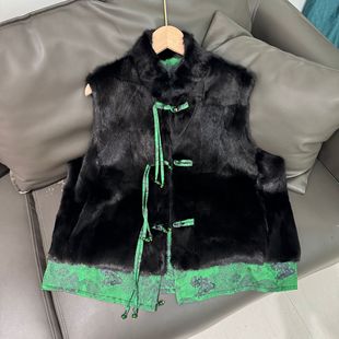 新年真皮貂皮大衣水貂毛皮草马甲中国风女士外套新中式两面穿背心