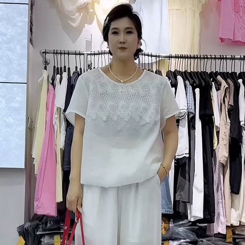 宜语析6263夏加大码短袖T恤女胖m