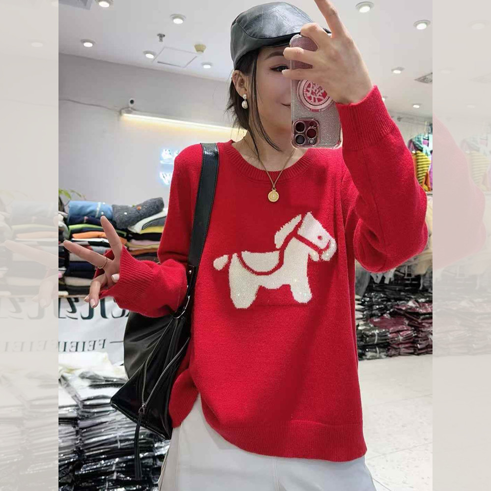 妃儿红5161秋冬加大码毛衣女 210斤胖妹mm新年红本命年长袖针织衫,女装/女士精品,大码内搭,淘宝优惠券,粉丝福利购,淘宝优惠卷