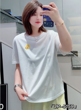 UP5159春夏加大码T恤女 210斤胖妹m薄料雪花棉弹力短袖上衣打底衫