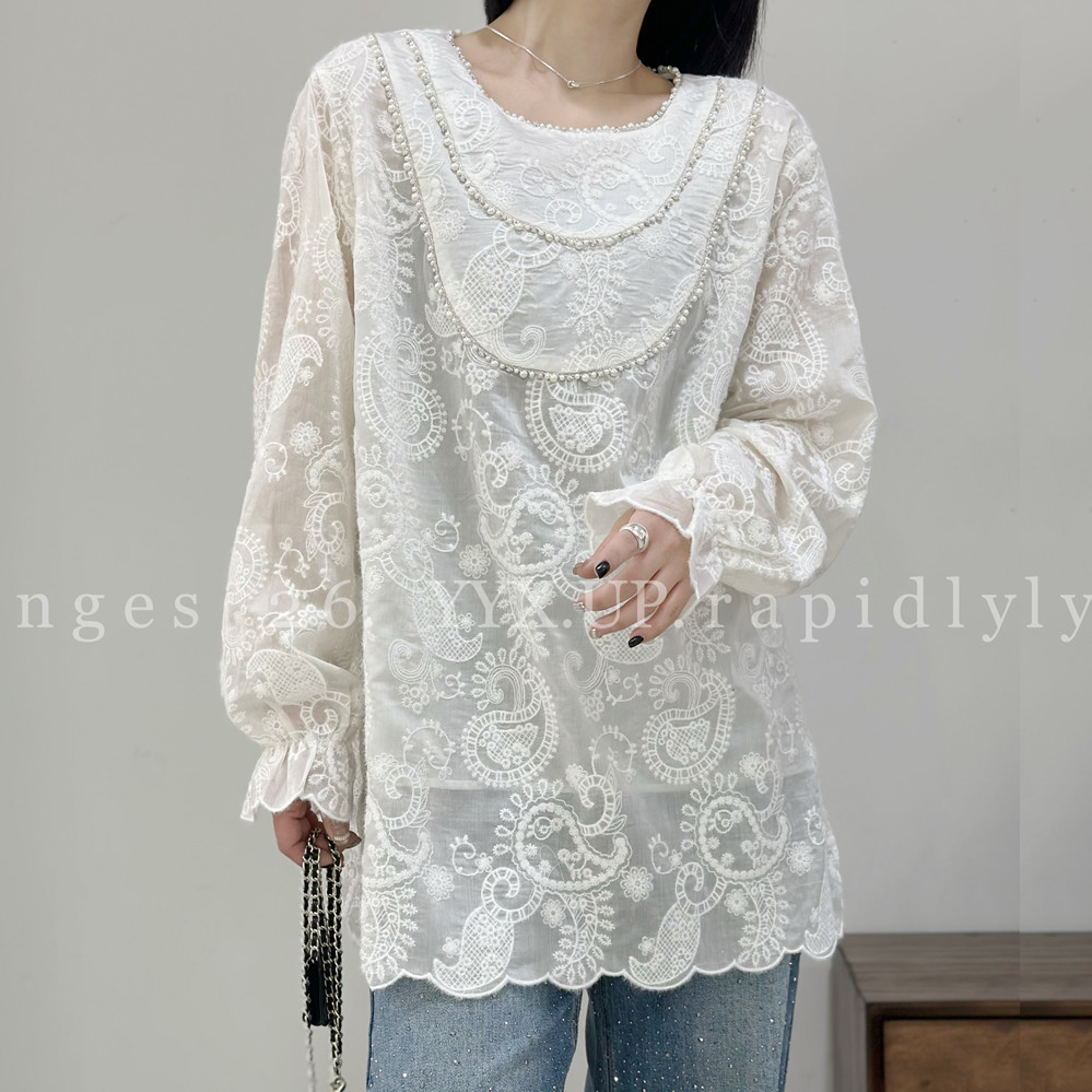 UP5122春季加大码蕾丝衫女 200斤胖妹mm甜美风钉珠喇叭长袖打底衫,女装/女士精品,大码内搭,淘宝优惠券,粉丝福利购,淘宝优惠卷