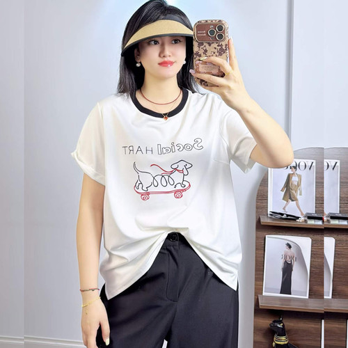 米莱奇66122夏季加大码短袖T恤女