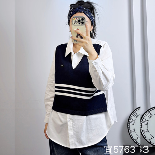 宜语析5763秋冬加大码假两件套女