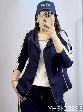 特！香港芸卉25233秋加大码短外套女 210斤胖妹m休闲长袖拉链开衫