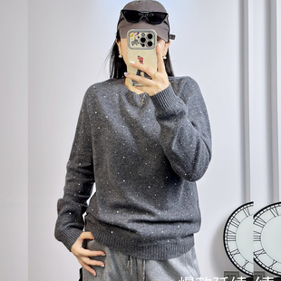 190斤胖妹mm烫钻长袖 宜语析5712 女 针织衫 打底毛线衣 1秋冬加大码