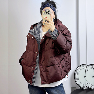 棉服 190斤胖妹mm连帽假两件洋气短款 宜语析5603冬加大码 羽绒服女