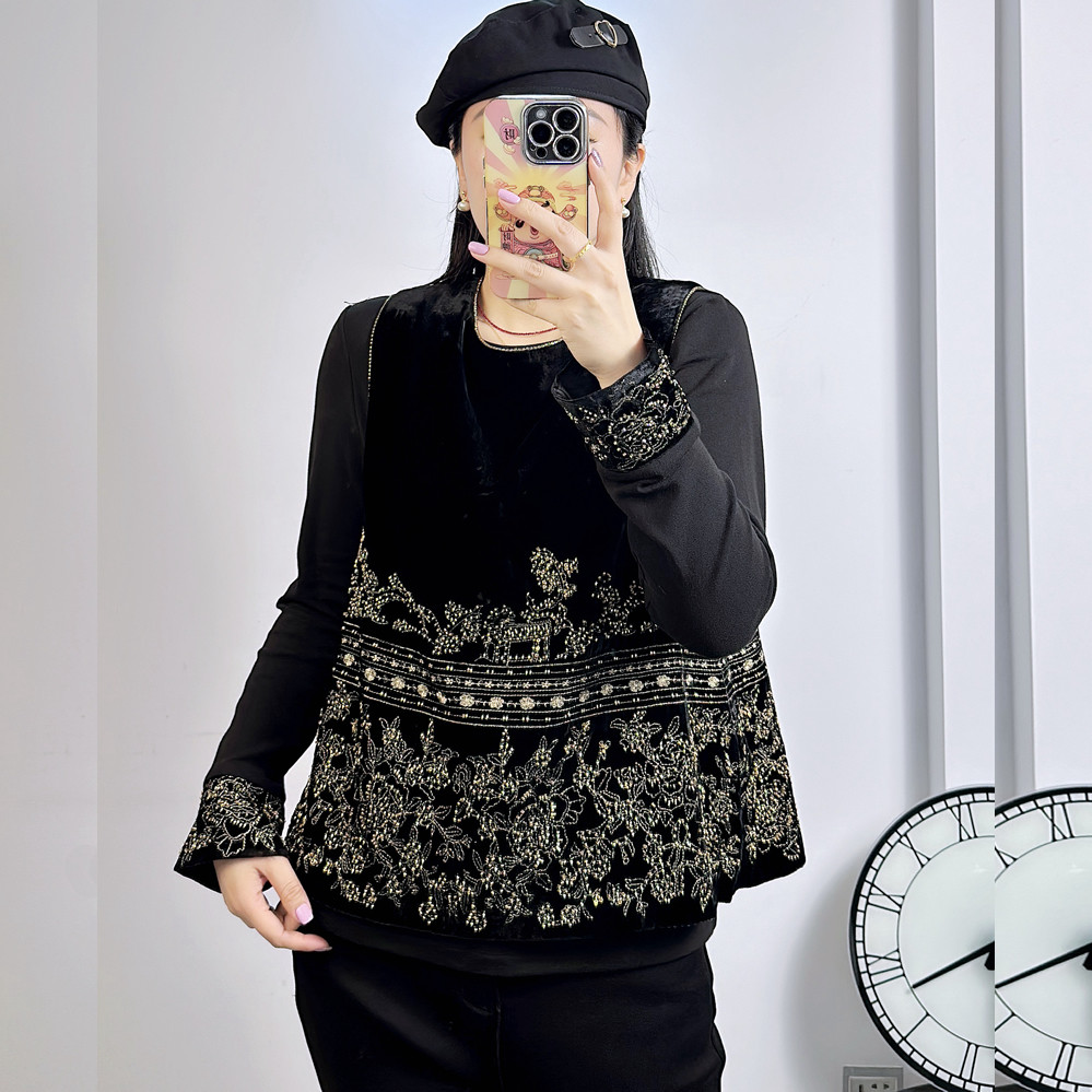 宜语析5865冬加大码丝绒马夹女 200斤胖mm重工穿珠国风新中式马甲,女装/女士精品,常规大码外套,淘宝优惠券,粉丝福利购,淘宝优惠卷