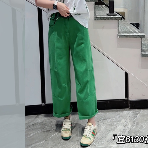 宜语析6130夏加大码牛仔裤女八分