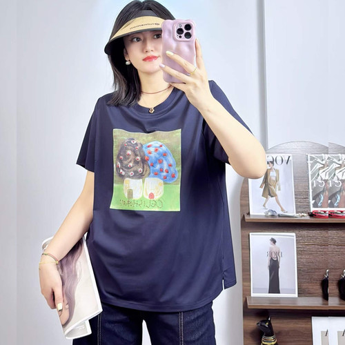 米莱奇6660夏加大码短袖T恤女胖m