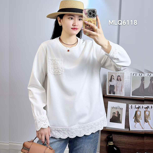 显瘦宽松打底衫 200斤胖妹mm空气棉长袖 卫衣女 米莱奇6118春加大码