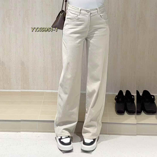 宜语析5951春加大码牛仔裤女 210斤胖妹mm弹力高腰显瘦直筒长裤子