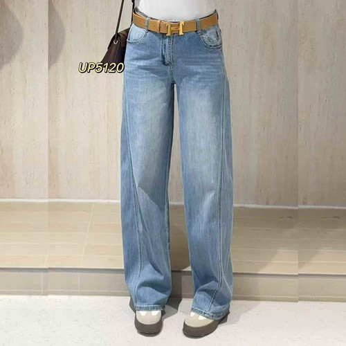 UP5120春加大码牛仔裤女 200斤胖妹mm中高腰弹力肥腿藏肉阔腿长裤