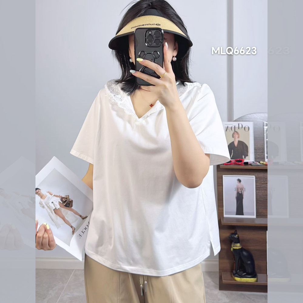 米莱奇6623夏加大码短袖T恤女 200斤胖妹mm空气棉连帽宽松打底衫