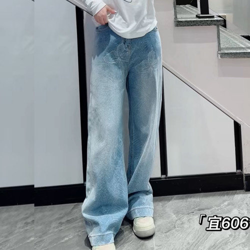宜语析6061春加大码牛仔裤女胖mm
