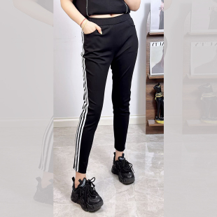 210斤胖妹m松紧腰弹力休闲九分裤 女 小脚裤 香港芸卉25323春加大码