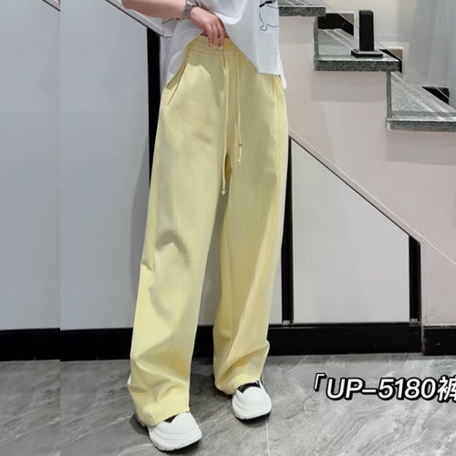 特！UP5180春加大码休闲卫裤女 200斤胖妹mm松紧中高腰阔腿长裤子