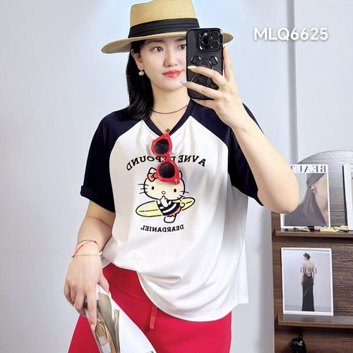 米莱奇6625夏加大码短袖T恤女胖m