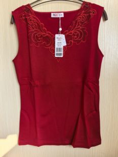 曼家女士秋冬厚型磨绒性感蕾丝圆领保暖背心20210186