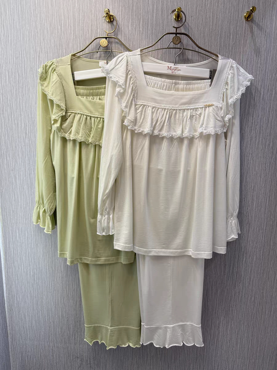 正品方领莱赛尔长袖长裤公主女士睡衣家居服套装20310985