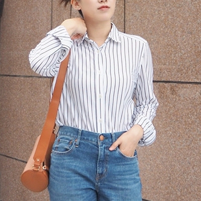 职业衬衫女正装纯棉正肩小个子