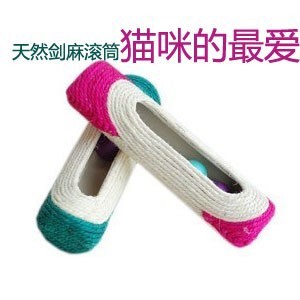猫咪玩具 天然剑麻绳滚筒猫抓板 内含3个猫球 逗猫磨爪玩具