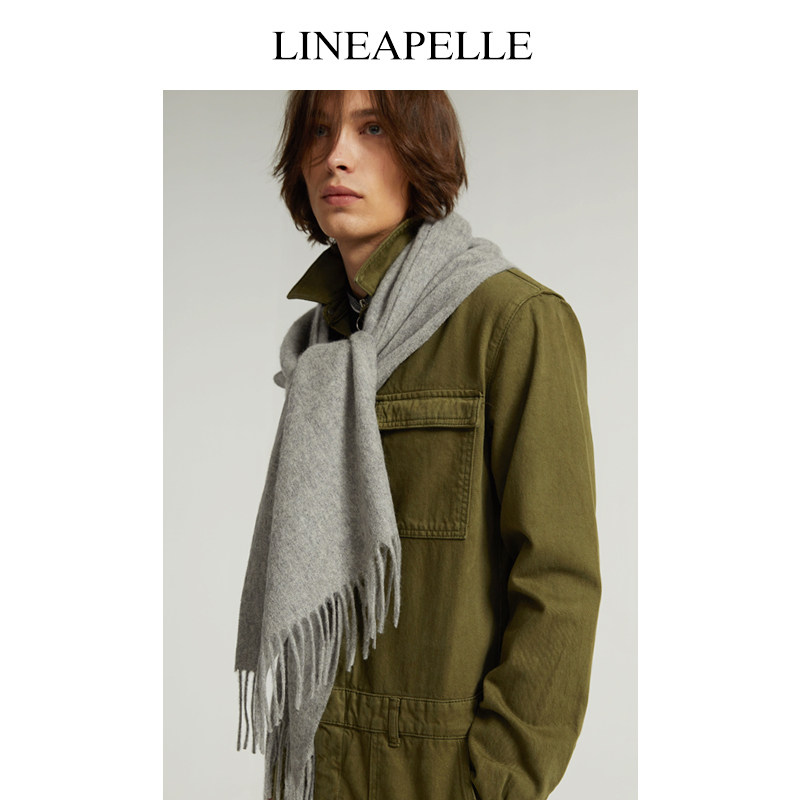 LINEAPELLE羊毛灰色围围巾/丝巾/披肩