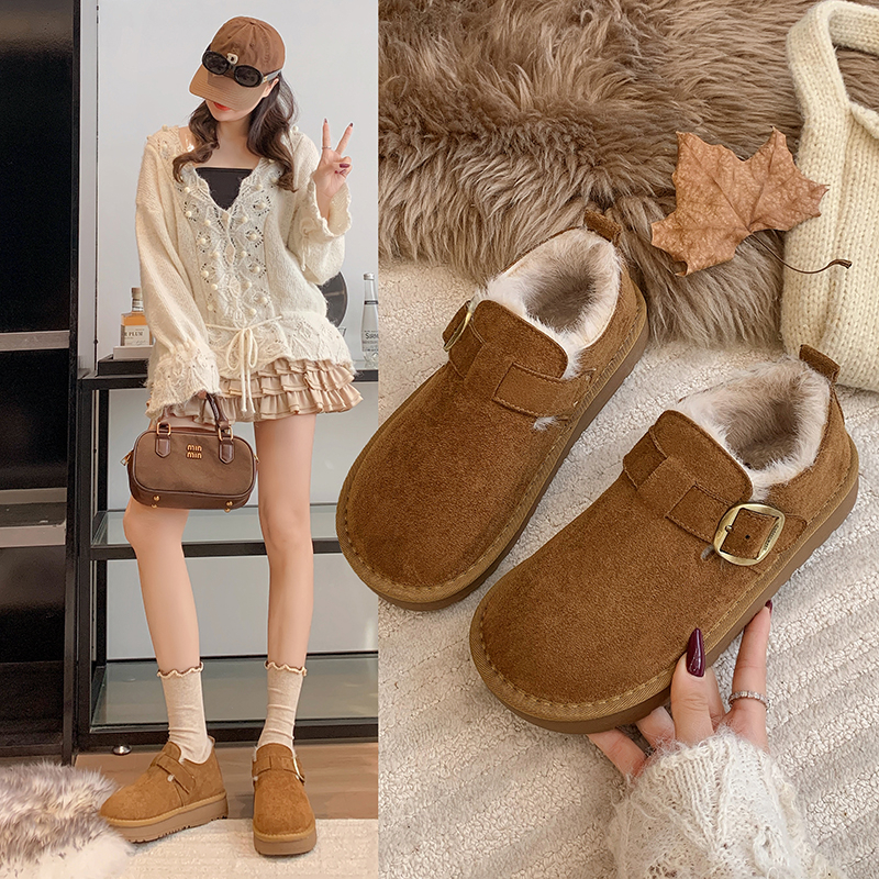 冬平跟厚底全包勃肯鞋低帮雪地靴