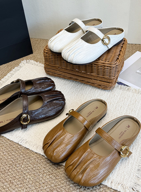 2026春夏新款平底包头玛丽珍半拖外穿一脚蹬配裙子凉拖鞋休闲单鞋