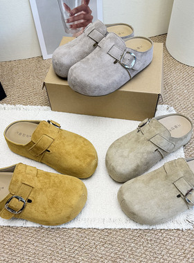 内增高勃肯鞋女2026春新款复古厚底一脚蹬穆勒包头半拖鞋外穿单鞋