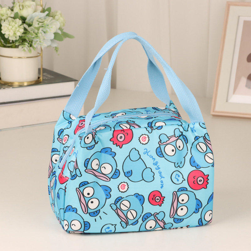新款防水卡通手提保温方包学生上学饭盒袋野餐包上班族带饭便当包